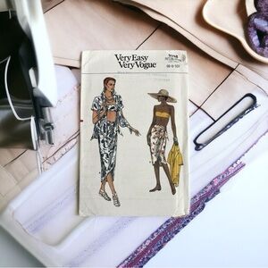 VNTG Vogue 9298 Womens Shirt Pattern Wrap Skirt Pattern Bralette Sewing Patterns